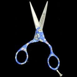 Tijeras Profesionales Raugcci Zafiro para Corte de Cabello | Diseño Flores Azules | 5.5 Pulgadas Deslizantes