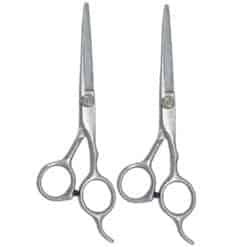 Kit de 2 Tijeras para Cabello Corte Deslizante de 5.5" y Corte Microdentada de 5.5" Marca Rz en Acero Inoxidable