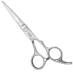 Tijeras profesionales para cabello con filo microdentado en acero inoxidable.