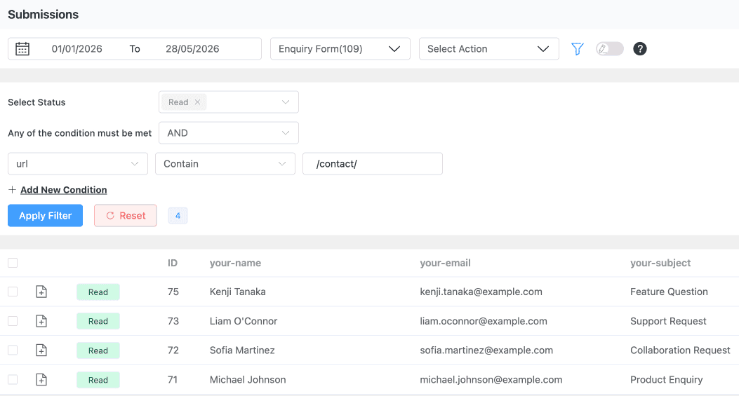 Filtering Elementor form leads by page URL in Form Vibes Submissions