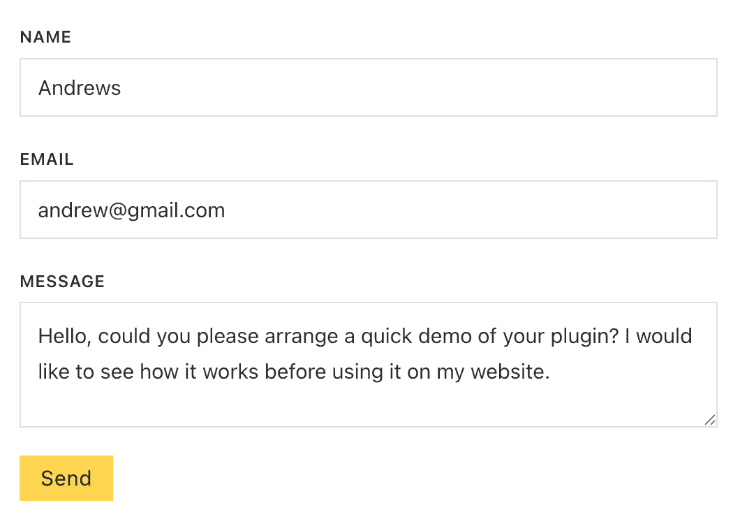 Submitting a test entry through a Bricks Builder enquire form on the frontend