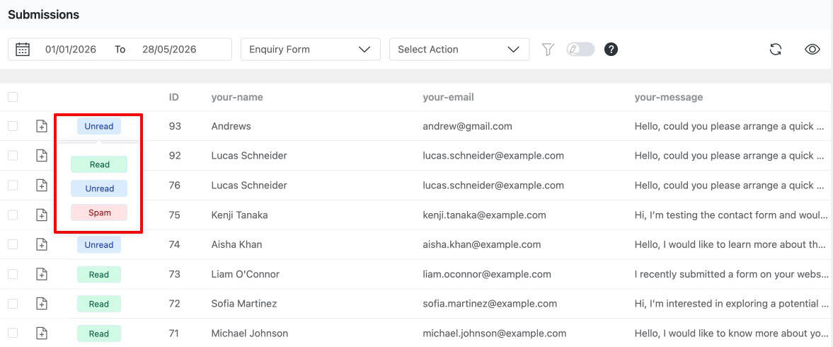 Bricks Builder form submissions Mark status in Form Vibes