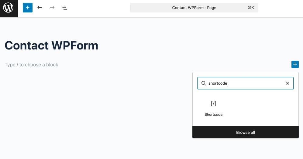 WPForms All Forms list showing a shortcode block
