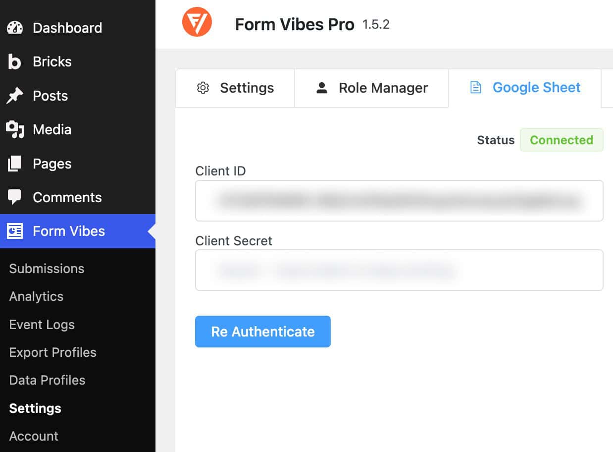 Connect Form Vibes to Google Sheets