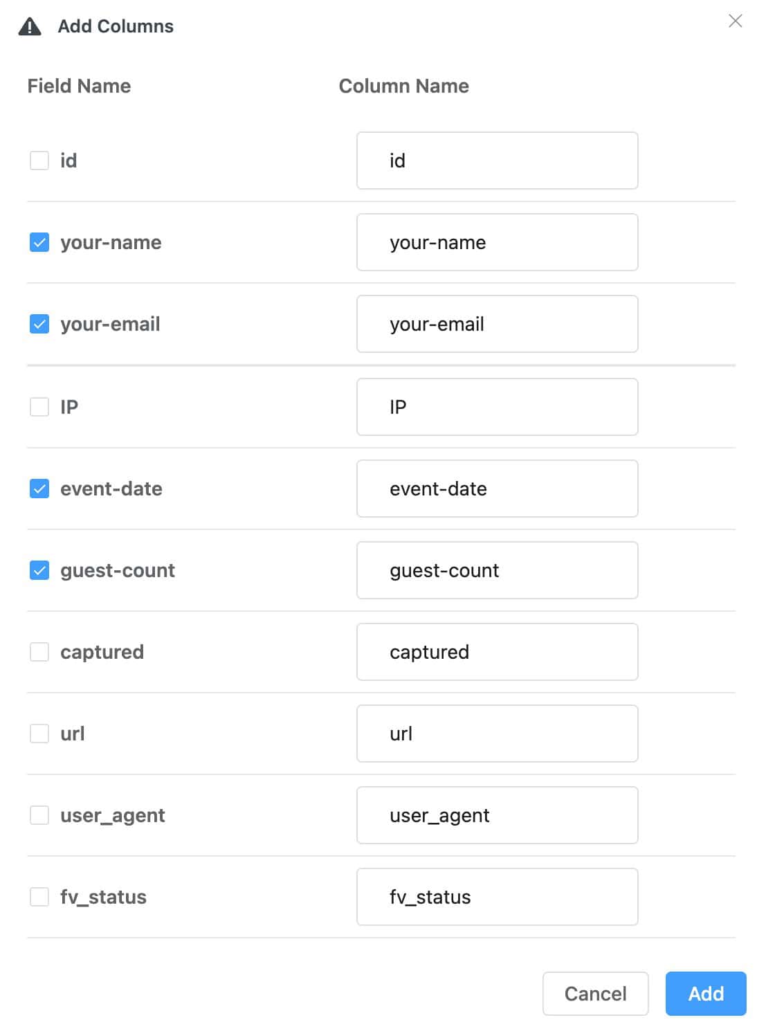 Map the Form Fields to Google Sheet