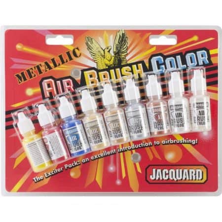 Jacquard Metallic 9 Colour Paint Set-1/2 oz 15ml Vinyl, Leather, Canvas, Fabric