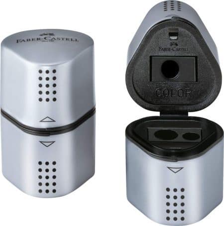 Faber-Castell Trio Pencil Sharpener Tub Box GRIP 2001 Silver