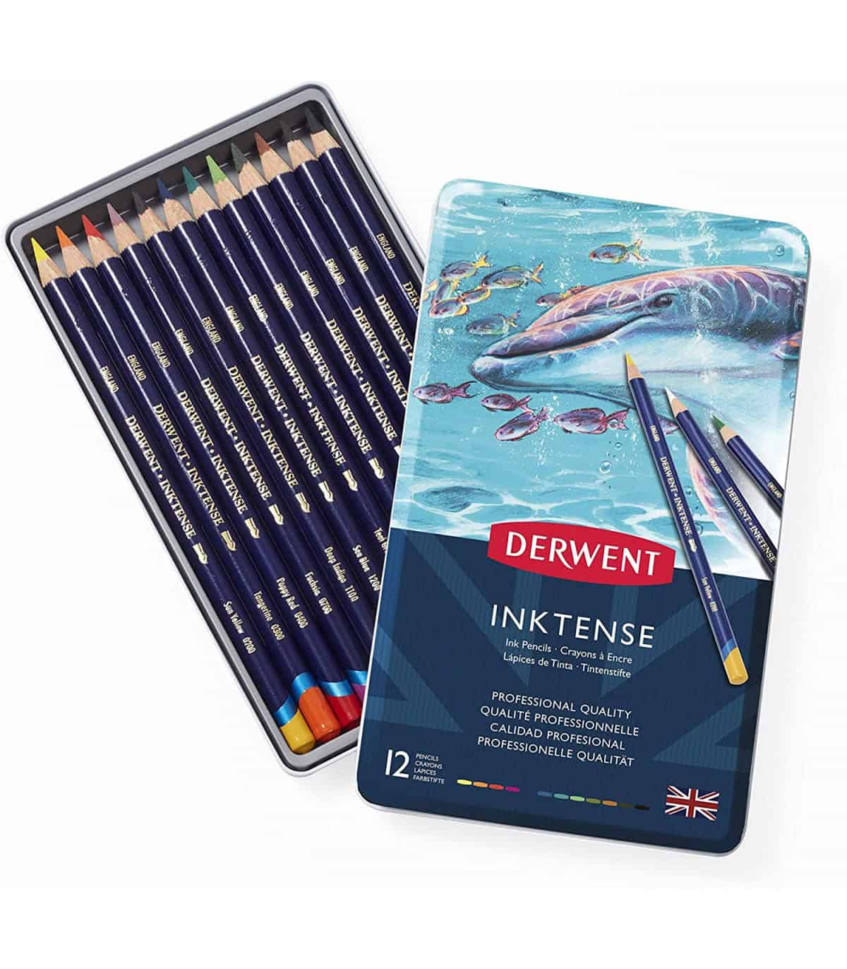Derwent Water soluble Inktense Pencils 12 Tin
