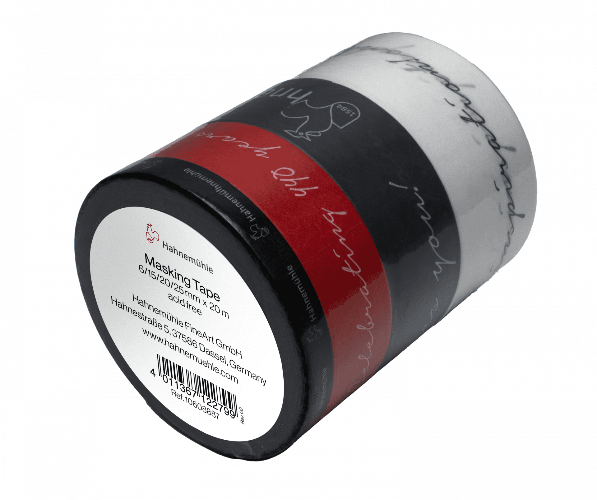 hahnemuhle masking tape bundle black/red/grey/white 6/15/20/25mm