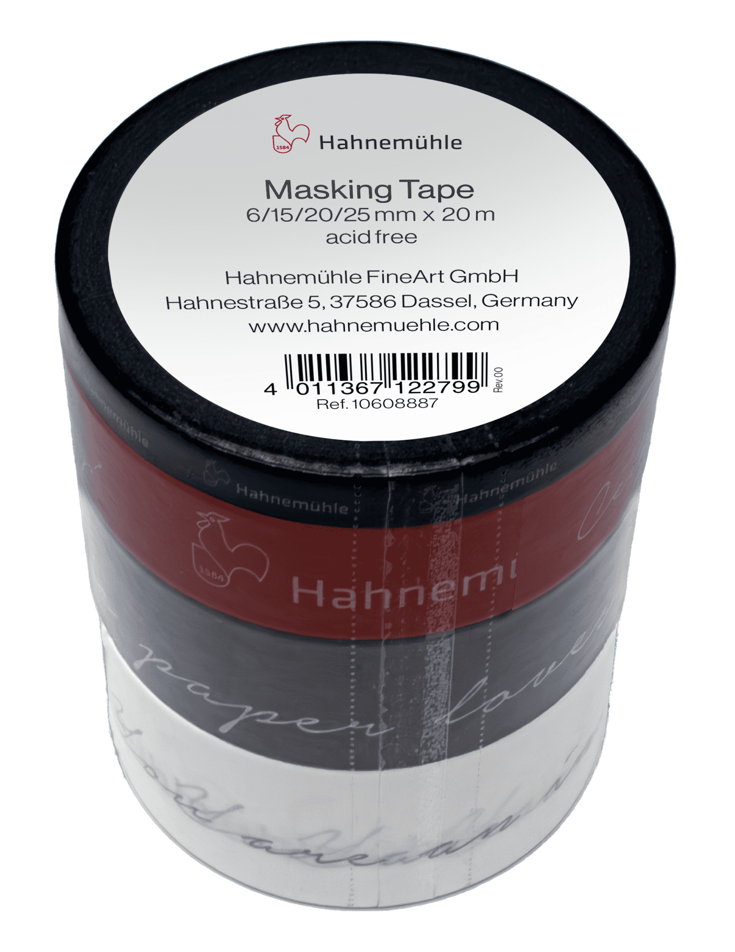 hahnemuhle masking tape bundle black/red/grey/white 6/15/20/25mm
