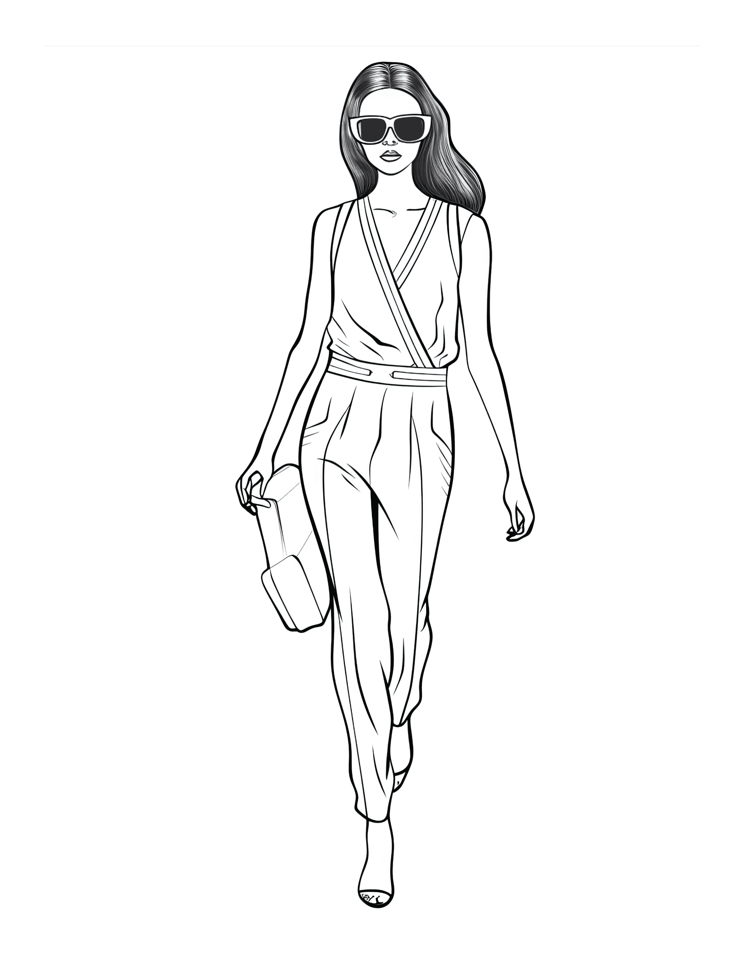 Free Printable Modern Monochrome Fashion Coloring Page For Kids And Adults