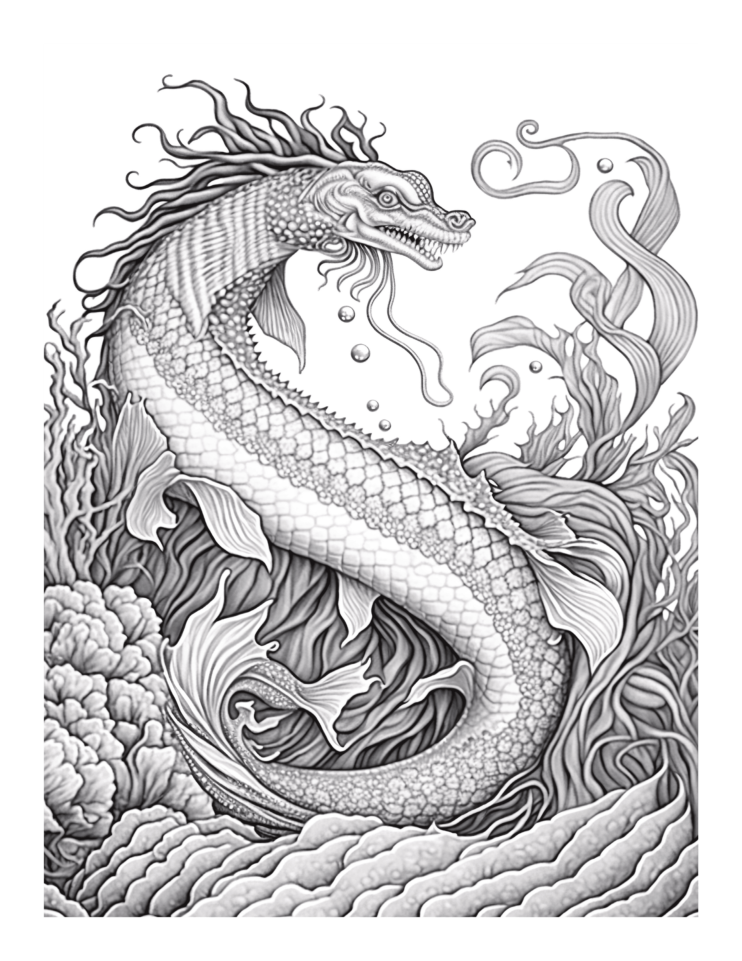 Free Printable Marine Majesty Sea Serpent Coloring Page For Kids And