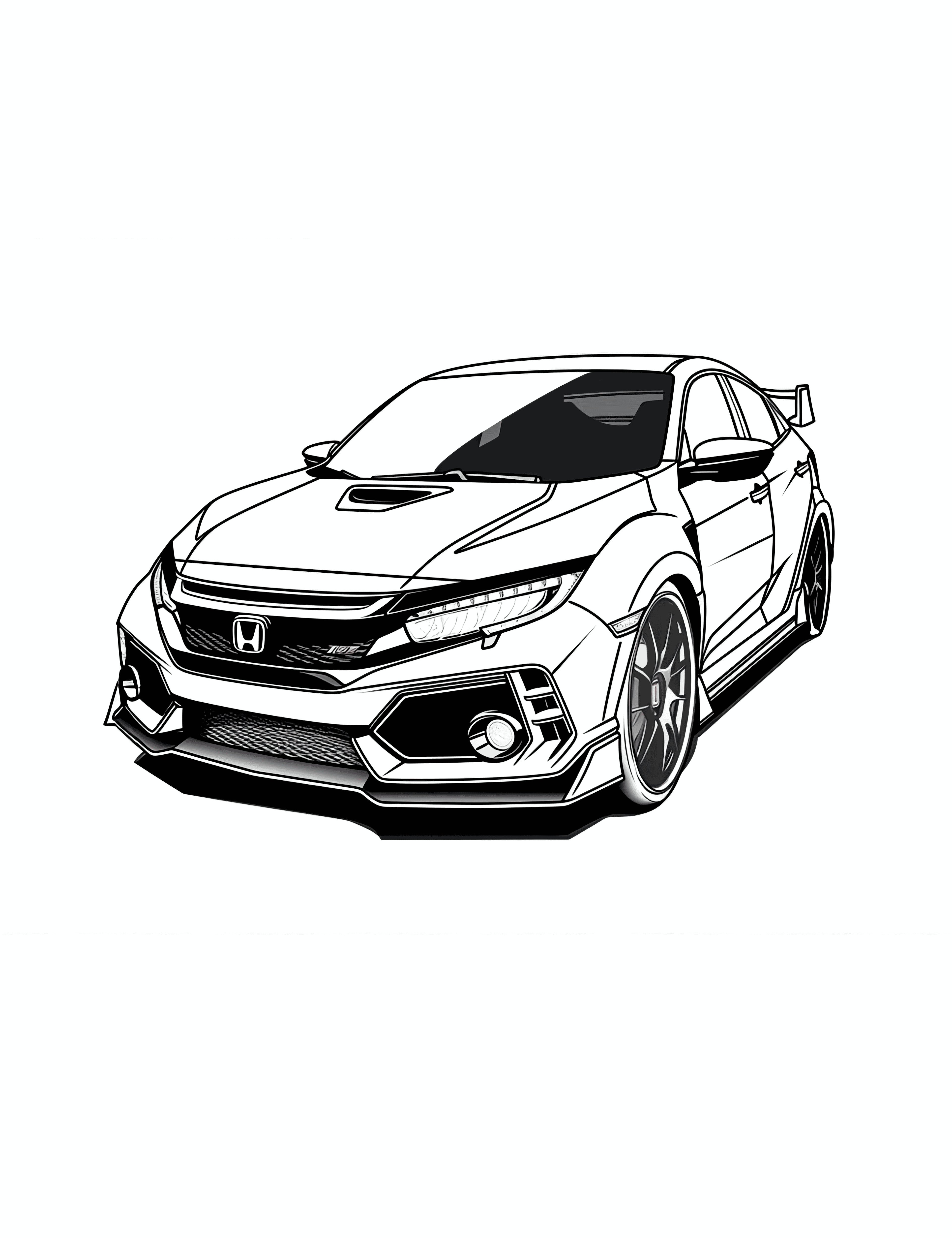 Honda Civic Type R Free Coloring Page Free Coloring Adventure