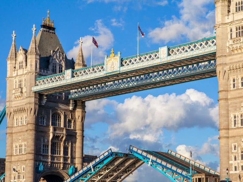 Close up of the upper level of Tower Bridge
