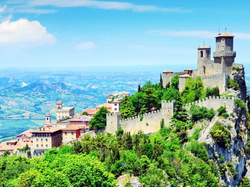View of San Marino sitting on top of Mount Titano