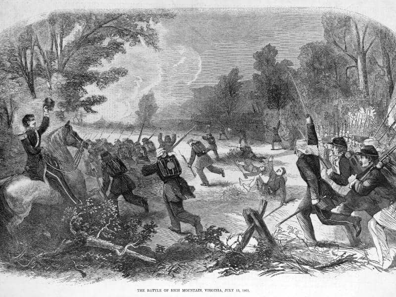 The Civil War: The Battle of Rich Mountain, West Virginia (July 13, 1861) - Engraving ca 1861