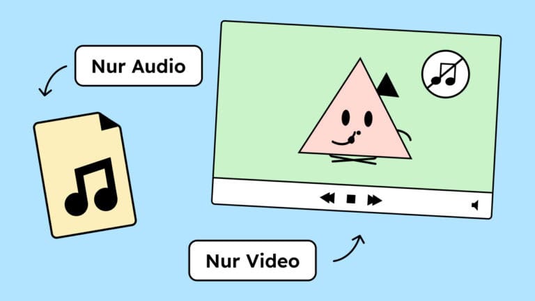 Illustration einer Audio-Dateie und eines stummen Videos.