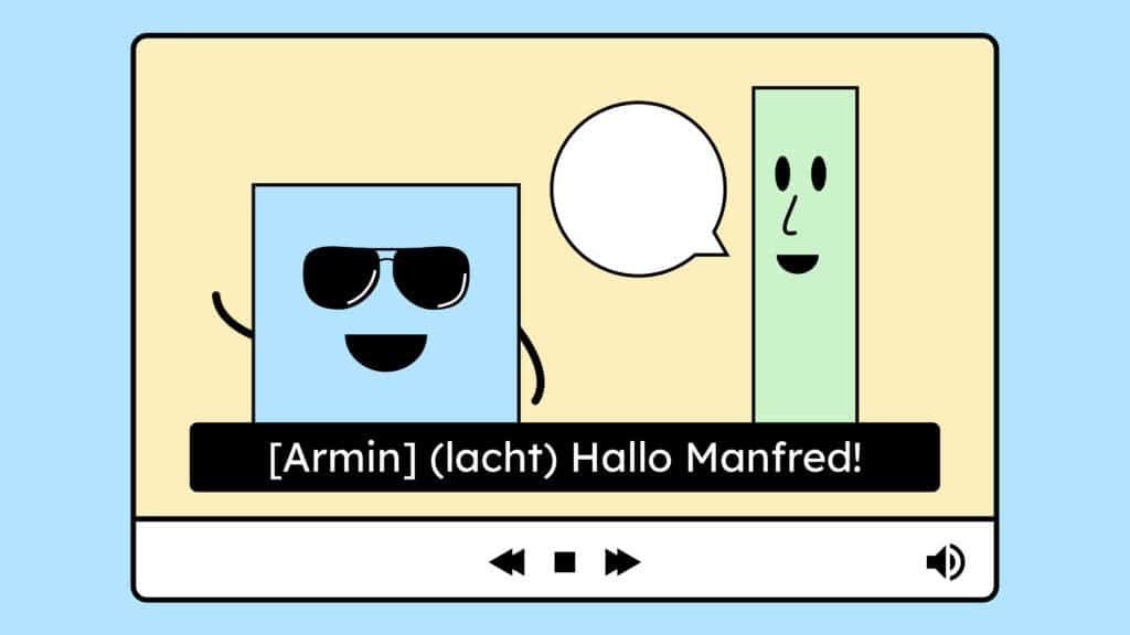 Eine Illustration von einem Video mit Untertiteln, die als Text über dem Inhalt liegen.