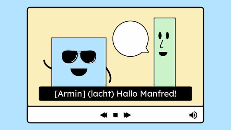 Eine Illustration von einem Video mit Untertiteln, die als Text über dem Inhalt liegen.