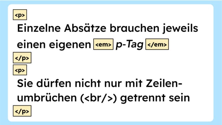 Beispiel von zwei Paragrafen, die jeweils einen eigenen p-Tag haben.