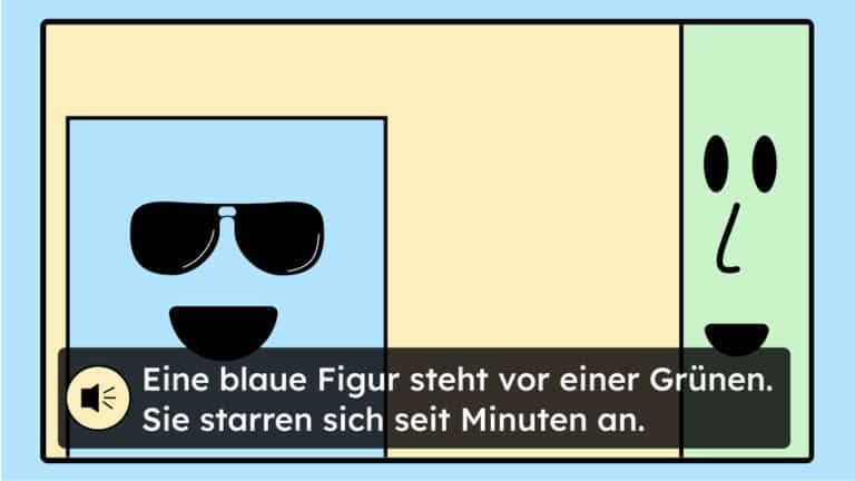 Eine Illustration von einem Video mit einer Lautsprecher Icon, das hören symbolisiert.