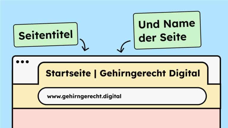 Beispiel eines Dokumenttitels mit Namen der Seite auf der man sich befindet plus Namen der ganzen Webseite.