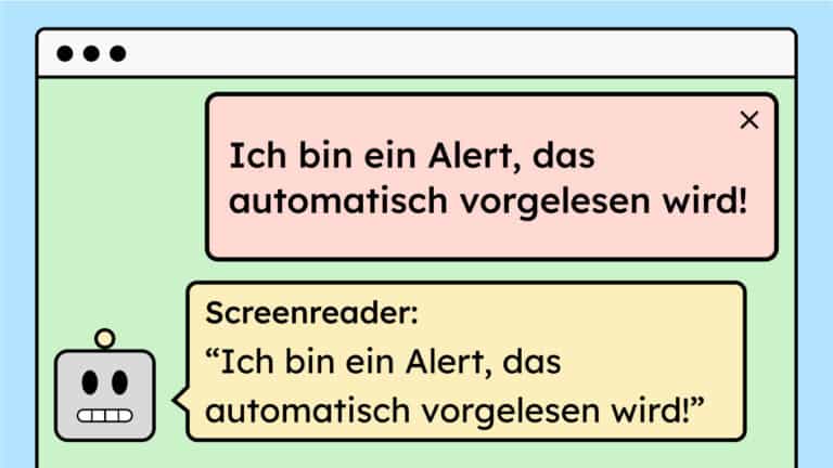 Ein Beispiel von einer Statusmeldung, die von einem Screenreader vorgelesen wird.