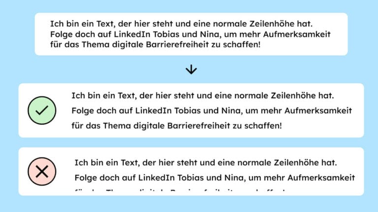 Dreimal der gleiche Text. Ein mal mit 150 % Zeilenabstand. Ein mal mit größerem Zeilenabstand und noch mal mit größerem Zeilenabstand. Der letzte Text wird unten abgeschnitten. Das ist ein Fehler und soll zeigen, dass das nicht passieren darf.