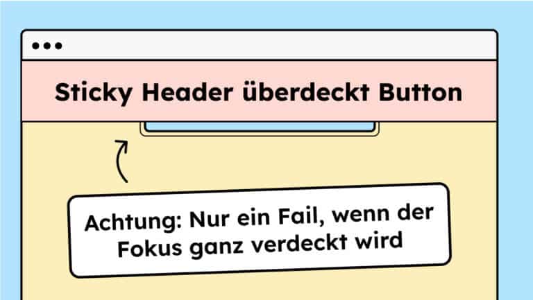 Eine Sticky-Header überdeckt einen Button.