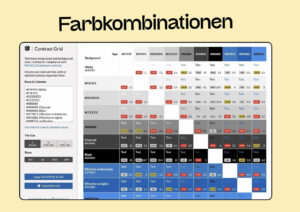 Screenshots eines Tools zum Testen von Farbkombinationen