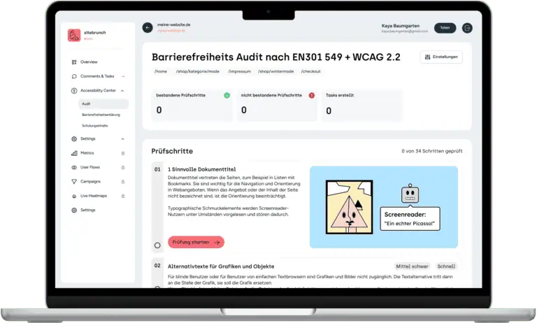 Screenshot des Accessibility-Centers in einem Mac-Book-Mock-Up