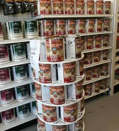 ready-seal-headwaters-display ready seal stains and sealants on display at headwaters home centre