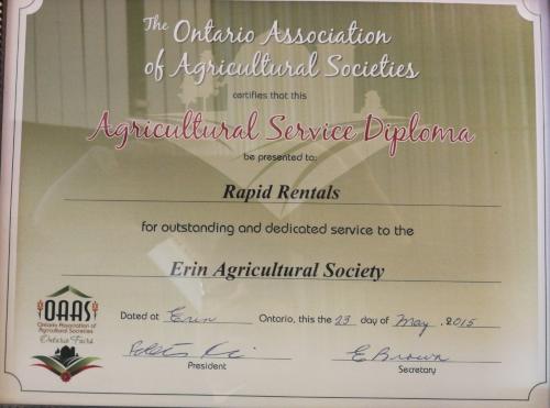 erin agricultural association certificate of appreciation 2015 erin agricultural association certificate of appreciation 2015