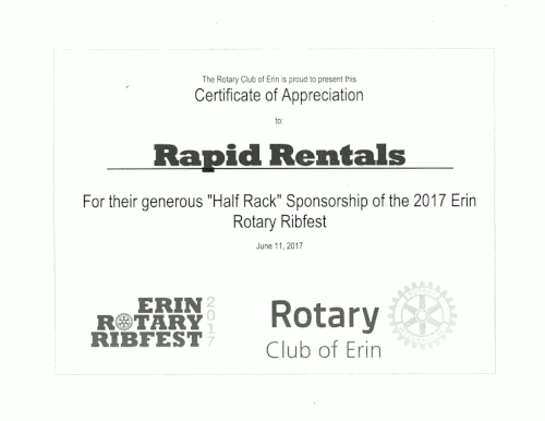 certifcate of appreciation to rapid rentals division of headwaters home improvement centre year 2017 certifcate of appreciation to rapid rentals division of headwaters home improvement centre year 2017