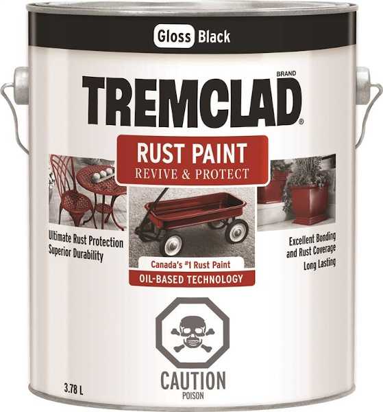 tremclad gloss black gallon paint can