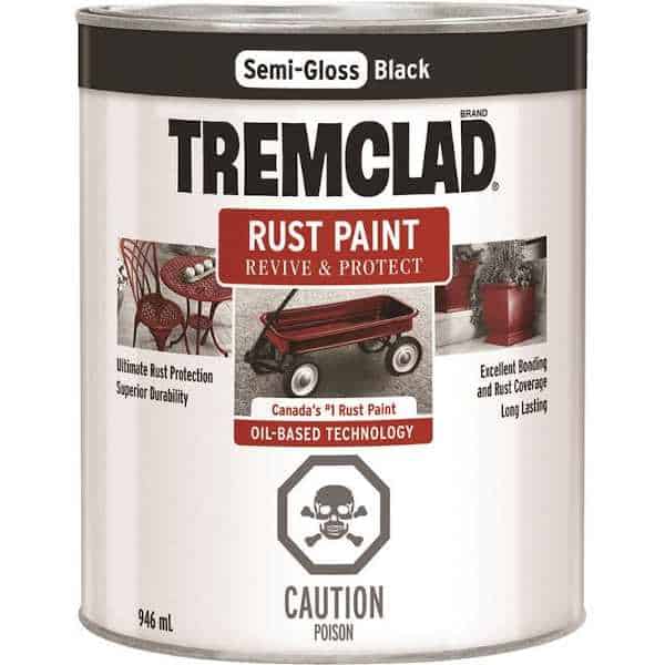 tremclad semi-gloss black quart can