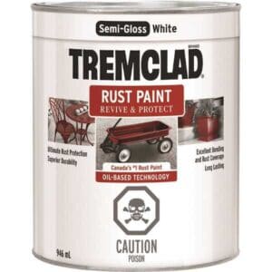 tremclad semi-gloss white quart can