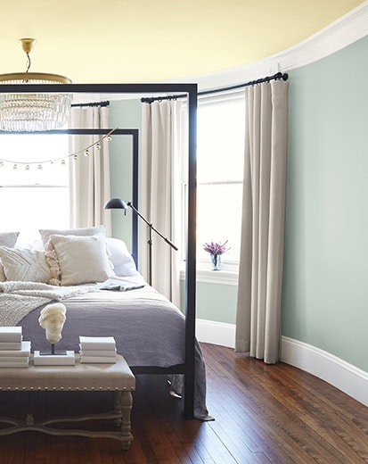 Pale-Moon-Quiet-Moments-413x520 blue-gray painted bedroom with yellow ceiling