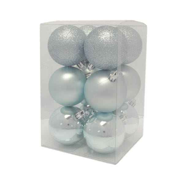 christmas balls 12 pcs cool blue shiny and matt