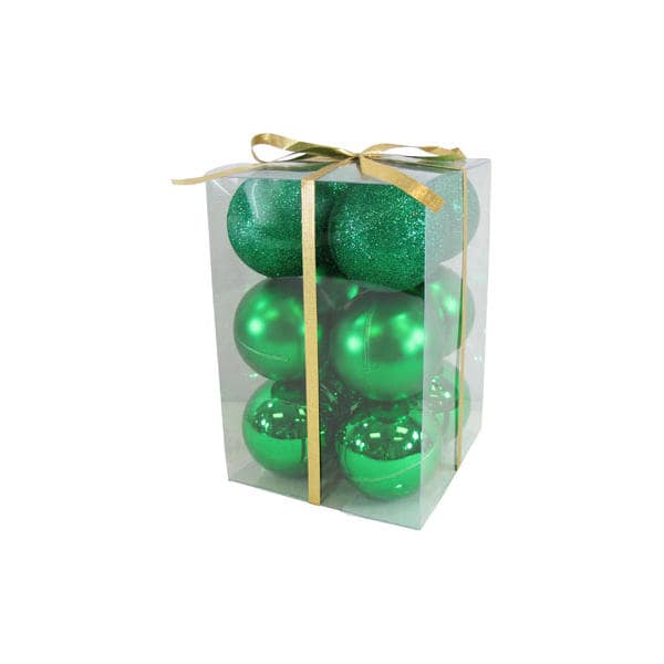 christmas balls 12 pcs green shiny and matt