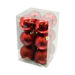 christmas balls 12 pcs red cranberry shiny and matt