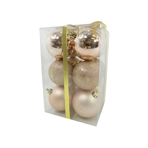 christmas balls 12 pcs rose gold shiny and matt