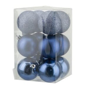 christmas balls 12 pcs steel blue shiny and matt