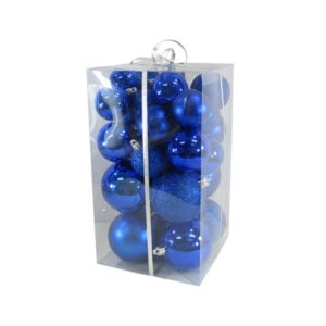 christmas balls 27 pcs 3 sizes blue shiny and matt
