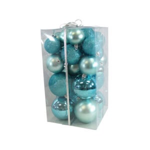 christmas balls 27 pcs 3 sizes ice blue shiny and matt