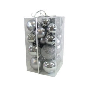 christmas balls 27 pcs 3 sizes pewter shiny and matt