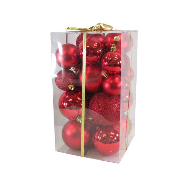 christmas balls 27 pcs 3 sizes red shiny and matt