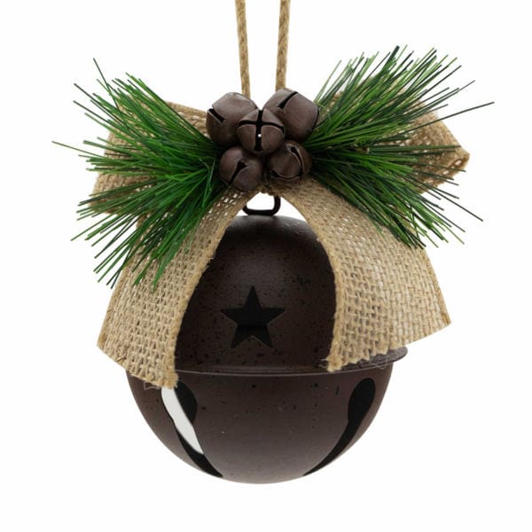 christmas bell brown with burlap bow