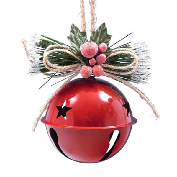 christmas bell red with bow and berries