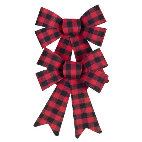 christmas bow buffalo plaid 2 pcs